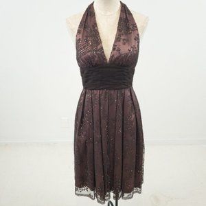Vintage S Sequin Backless Halter Mini Dress Pink